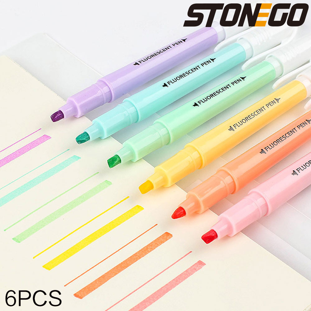 Highlighter Set Pastel - STONEGO, 6 шт., набор хайлайтеров с