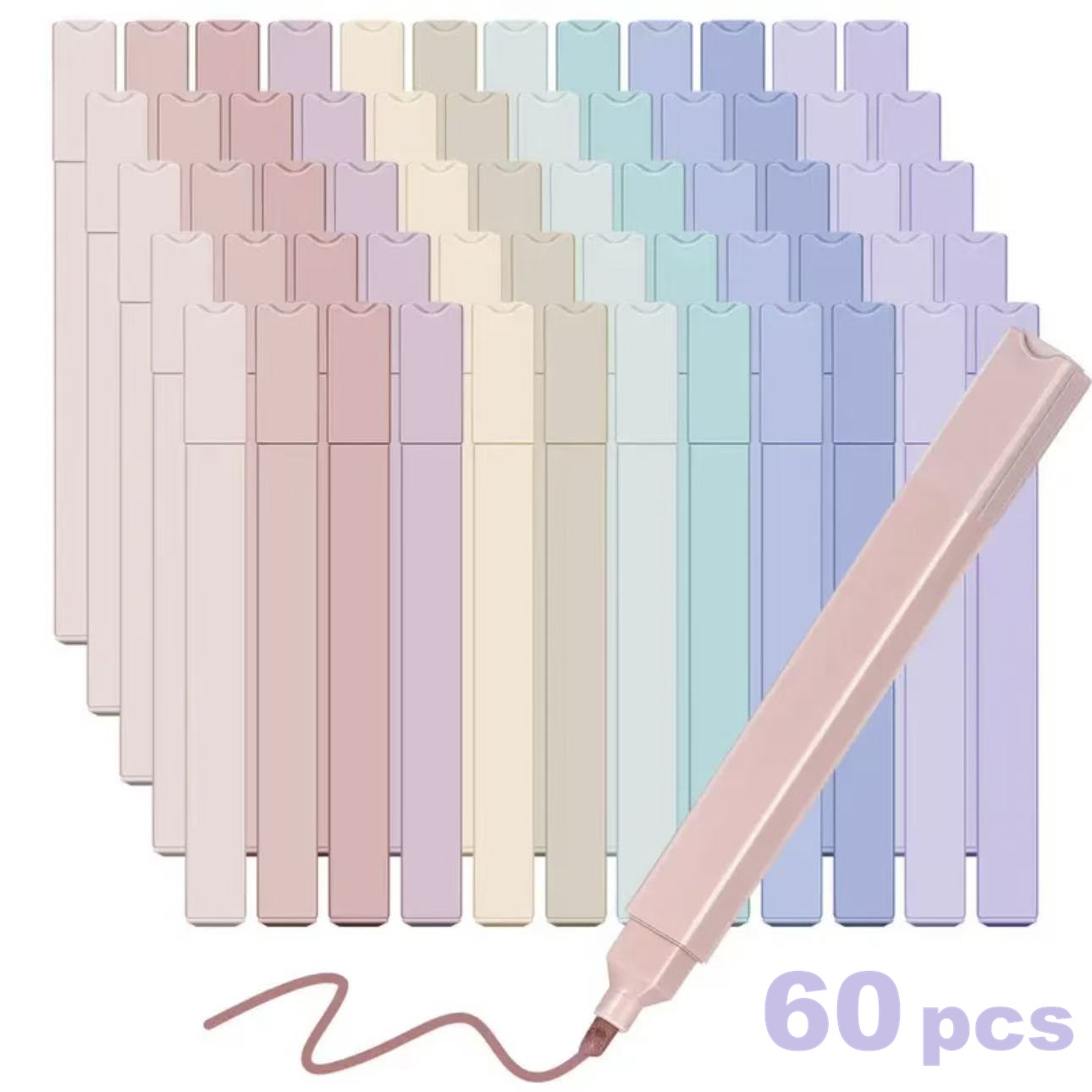 Highlighter Set Pastel - Набор эстетичных маркеров-хайлайтеров (12/60 шт.) -