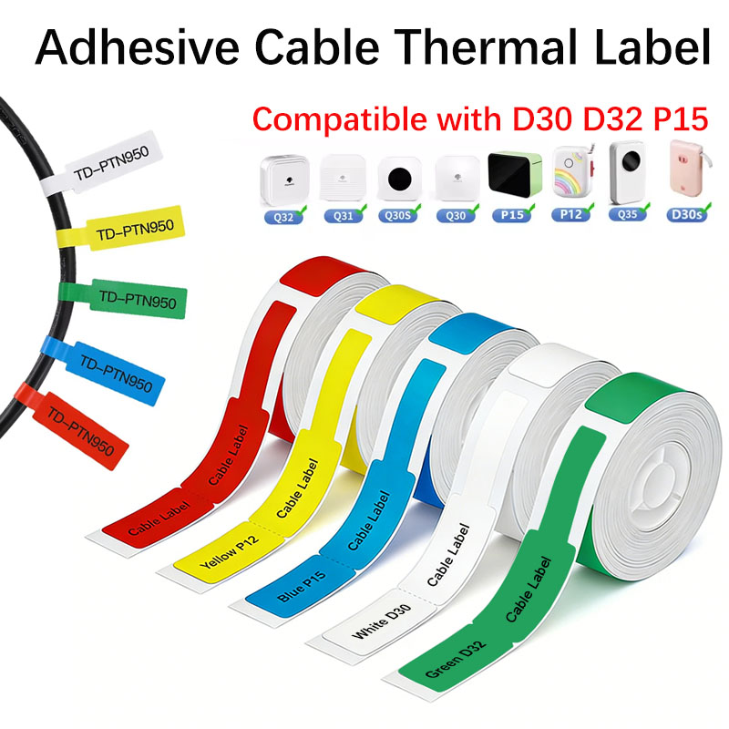 Label Printer Tape - Термоэтикетки для кабелей 12*109 мм, самоклеящиеся